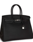 HMS Birkin 35 Black Togo Palladium Hardware