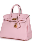 Top Quality HMS Birkin 25 Rose Sakura Swift Gold Hardware