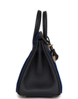 HMS Birkin 25 Cote-a-Cote Tuffetage Bleu Saphir and Caban Swift Permabrass Hardware