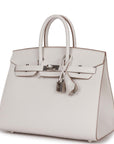HMS Birkin Sellier 25 Gris Pale Epsom Palladium Hardware