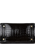 HMS Birkin 25 Black Shiny Niloticus Crocodile Gold Hardware