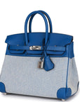 HMS Birkin 25 Bleu Bill Toile H and Bleu France Swift Swift Palladium Hardware