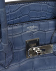 Top Quality HMS Birkin 35 Bleu Brighton Matte Alligator Palladium Hardware