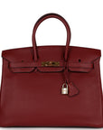 Top Quality HMS Birkin 35 Rouge H Togo Gold Hardware