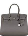 HMS Birkin Sellier 30 Gris Meyer Epsom Palladium Hardware