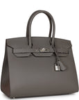 HMS Birkin Sellier 30 Gris Meyer Epsom Palladium Hardware