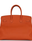 Top Quality HMS Birkin 35 Orange H Clemence Gold Hardware