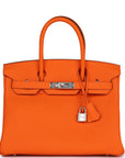 HMS Birkin 30 Orange Minium Togo Palladium Hardware