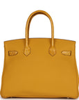 HMS Birkin 30 Jaune Ambre Shiny Niloticus Crocodile and Togo Touch Palladium Hardware