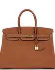 Top Quality HMS Birkin 35 Gold Togo Gold Hardware