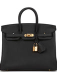 HMS Birkin 25 Black Togo Gold Hardware