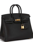 HMS Birkin 25 Black Togo Gold Hardware