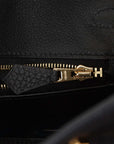 HMS Birkin 25 Black Togo Gold Hardware