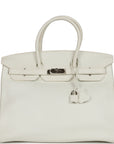 Top Quality HMS Birkin 35 White Togo Palladium Hardware