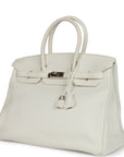Top Quality HMS Birkin 35 White Togo Palladium Hardware