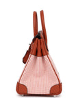 HMS Quadrille Birkin 25 Sanguine Swift and Toile Palladium Hardware