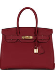 HMS Birkin 30 Rouge Grenat Togo Gold Hardware