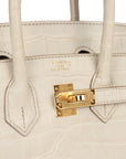 HMS Birkin 25 Beton Matte Alligator Gold Hardware