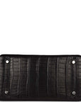 HMS Birkin 30cm Black Matte Niloticus Crocodile Palladium Hardware