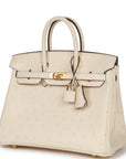 HMS Birkin 25 Nata Ostrich Gold Hardware