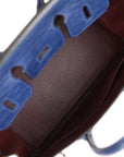 HMS Bi-Color Birkin 25 Rouge Sellier and Bleu Saphir Ostrich Palladium Hardware