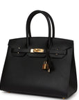 HMS Birkin Sellier 30 Black Epsom Gold Hardware