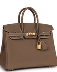 HMS Birkin 25 Etoupe Togo Gold Hardware