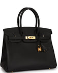 HMS Birkin 30 Black Epsom Gold Hardware