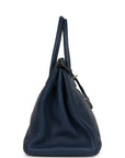 Top Quality HMS Birkin 35 Bleu De Prusse Clemence Palladium Hardware