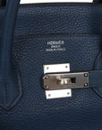 Top Quality HMS Birkin 35 Bleu De Prusse Clemence Palladium Hardware