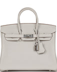 HMS Birkin 25 Gris Pale Togo Palladium Hardware