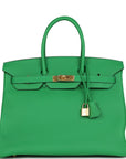 HMS Birkin 35 Bambou Togo Gold Hardware