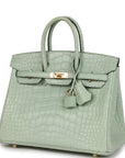 HMS Birkin 25 Vert D'Eau Matte Alligator Gold Hardware