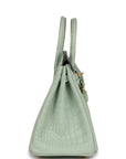 HMS Birkin 25 Vert D'Eau Matte Alligator Gold Hardware