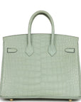HMS Birkin 25 Vert D'Eau Matte Alligator Gold Hardware