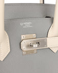 HMS Special Order (HSS) Birkin 30 Gris Mouette and Craie Epsom Brushed Palladium Hardware