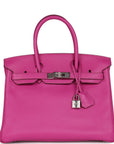 Top Quality HMS Birkin 30 Magnolia Verso Novillo Palladium Hardware