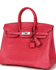 HMS Birkin 25 Rose Extreme Matte Porosus Crocodile Palladium Hardware