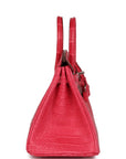 HMS Birkin 25 Rose Extreme Matte Porosus Crocodile Palladium Hardware