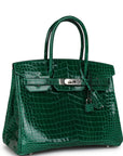 HMS Birkin 30 Emerald Shiny Niloticus Crocodile Palladium Hardware