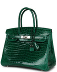HMS Birkin 30 Emerald Shiny Niloticus Crocodile Palladium Hardware