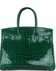 HMS Birkin 30 Emerald Shiny Niloticus Crocodile Palladium Hardware