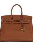 Top Quality HMS Birkin 35 Gold Togo Gold Hardware