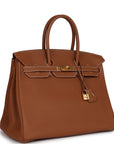 Top Quality HMS Birkin 35 Gold Togo Gold Hardware