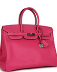 Top Quality HMS Birkin 35 Rose Tyrien Candy Epsom Palladium Hardware