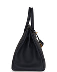 HMS Birkin 35 Bleu Nuit Togo Gold Hardware