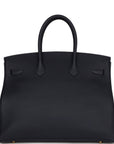 HMS Birkin 35 Bleu Nuit Togo Gold Hardware