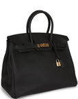 Top Quality HMS Birkin 35 Black Togo Rose Gold Hardware