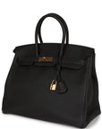 Top Quality HMS Birkin 35 Black Togo Rose Gold Hardware