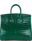 HMS Birkin 25 Emerald Shiny Niloticus Crocodile Gold Hardware